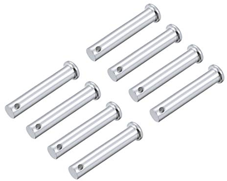 sourcing map 8 Stück Steckbolzen Flachkopf Einloch Gabelbolzen Gabelkopfstifte,10mm X 55mm Splintstift Verzinkung Massiver Stahl Lochbolzen