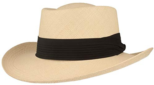 Breiter ORIGINAL Cowboy Panama Hut Strohhut Sommerhut Made IN Ecuador Handgeflochten Natur S