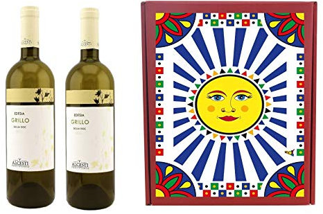 Sicilia Bedda - I Vini Bianchi Biologici e Vegani di ALCESTI - ML 750 (2 Bottiglie Grillo in Maioliche)