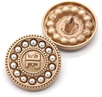 5PCS Pearl Gold Metal Women Coat Buttons for Clothing Sweater Decoration Sewing Crafts Accessories (#10, 23mm)