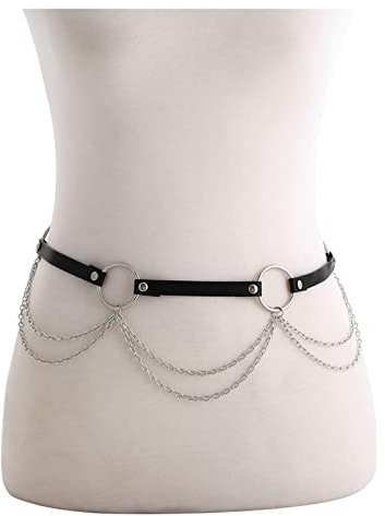 ZZSRJ Bodage de la chaîne d'élingue en Cuir (Metal Color : Svart)