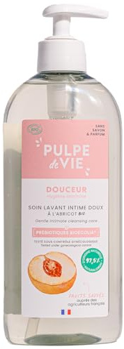 Pulpe de Vie - Soin Lavant Intime Certifié BIO XL 400ml - Anti-gaspi ! Abricot - PH Neutre - Prébiotiques Protecteurs - Éco-Responsable, 100% recyclable, à base de fruits bio upcyclés, YUKA 100/100