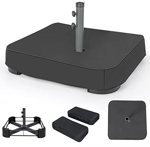 COSTWAY Sonnenschirmständer mit Sandsäcken (90 kg Füllkapazität), 2 Feststellknöpfen, Sonnenschirm Ständer befüllbar, Schirmständer Marktschirmständer für Terrasse, Garten