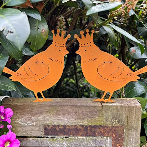 Storm's Gartenzaubereien Tierfigur Zaunkönig zum Schrauben groß 2er Set in Rostoptik 18cm als Zaundeko Gartendeko Rostdeko