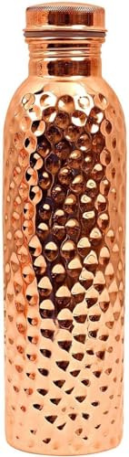 SHYAMVUN Wasserflasche aus reinem Kupfer, Getränkegeschirr-Set, Fassungsvermögen 1000 ml(34 OZ) (gehämmert)