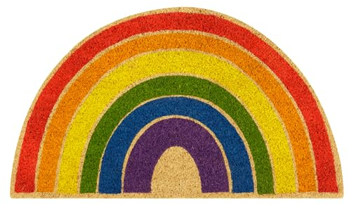 Baroni Home Felpudo para Entrada De Casa, De Coco, Pintado A Mano, Alfombra De Entrada Fácil De Limpiar Y Súper Resistente, 70x40 cm (Arcoíris)