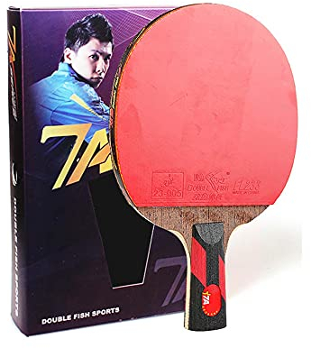 Tragbarer Ping-Pong-Schläger mit Koffer, Tischtennisschläger-Set für Fortgeschrittene, 5-lagige Holzklinge, Trainingsschläger-Set, bequemer Griff, 7 Sterne/kurzer Griff