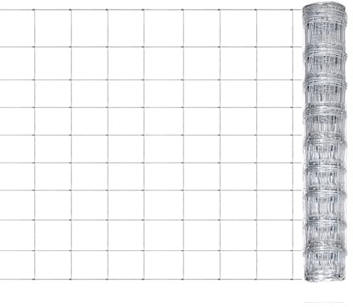 Cosisti Valla de jardín, Malla De Alambre, Alambradas para Fincas, Malla Metalica,Alambre De Espino, Vallas Metalicas, Malla Cinegética de Acero Galvanizado Plateado 50 x 1 m