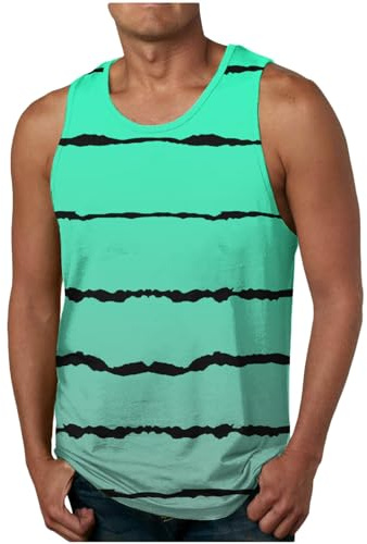 Basic Tank Top Herren Baumwolle Sommer T-Shirt Ärmellos Sport Muskelshirt Rundhals Casual Unterhemd Tops Mode Streifen Achselshirt Laufen Fitness Oberteil Funktionsshirt für Männer