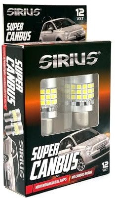 Sirius - Lampade LED 21W, Lampade di Servizio, Compatibili 100% su Auto/Moto, Super Can-bus, P21W 12V - con queste lampade basta spia avaria - Conf. da 1 coppia