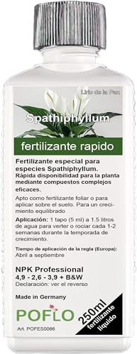 POFLO Fertilizante profesional para Spathiphyllum con nutrientes específicamente adaptados a la planta. (250ml)