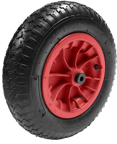 14 Inch Wheelbarrow Wheel Pneumatic Inflatable Tyre 3.50-8 REPLACEMENT RED Tyre Rubber Wheel 14 inch 350-8
