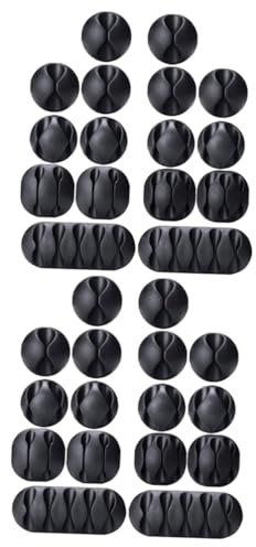 Uonlytech 2 Juegos De Cables Para Organizador De Cables De Escritorio De Oficina Clips De Alambre Negros De 1 2 3 Y 5 Agujeros (16 Unidades)