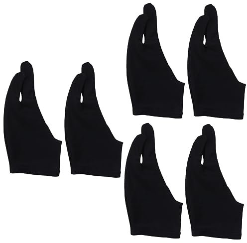Healvian 6pcs Artist Two Finger Glove for Drawing Sketch Curved Design Glove for Finger Protection and Manicure Tasks