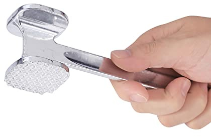 Fleischklopfer aus Aluminium, Zweiseitiger Fleischhammer mit ergonomischem Griff für Rind, Kalb, Huhn, Schwein und Steak - Leicht zu reinigen, für zartes und saftiges Fleisch