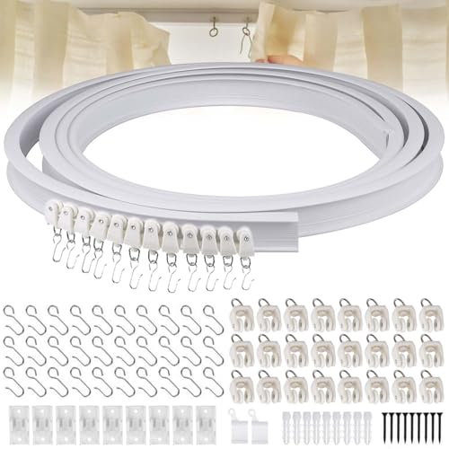 Binario flessibile per tende da soffitto, 3 metri, binario curvo con ruote mute per tende, divisorio, tenda per camper, sistema per tende ospedaliere, tenda da doccia