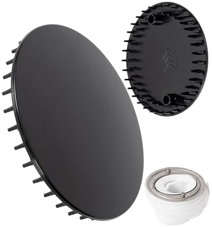 Abdeckhaube für Duschabfluss, Ø 112 mm, kompatibel mit Viega Tempoplex Ablaufgarnitur Bj. 2001-2006, passend für Modell 6958.99, schwarzes ABS ASA, Duschwanne Ablaufloch Deckel, Dusche Abdeckung Set