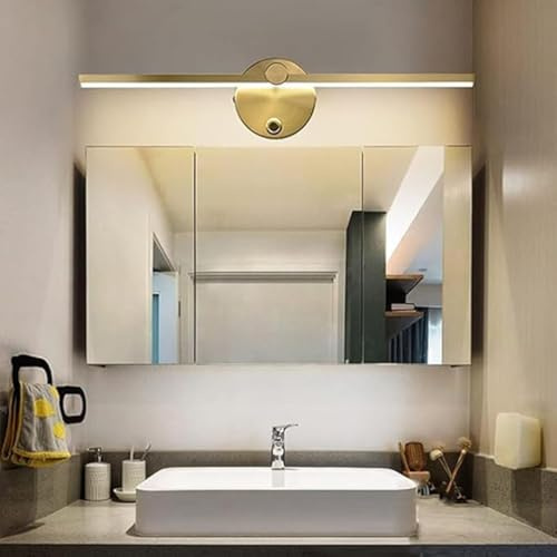 AoLa LED bad Spiegelleuchte Innen mit Schalter Spiegellampen Moderne Gold 300° Drehbare Wandleuchte 5W Dimmbar 41cm Lange Wandlampe für Nachttisch, Schlafzimmer, Wohnzimmer,Gold