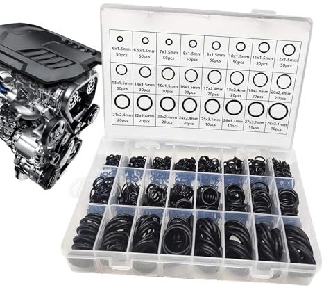 Gummi-O-Ring-Sortimentssatz, O-Ring-Satz für die Automobilindustrie,1200-teiliges O-Ring-Set und Kit mit 24 Größen - Dichtungen und O-Ringe Langlebiges O-Ring-Sortiment mit stabiler Aufbewahrungsbox,
