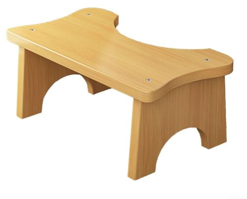 Advokingtap Toilettenhocker aus Holz – ergonomisches Design, platzsparende Form, 17 cm Höhe, stabile Konstruktion, Badezimmer-Komfort (helle Farbe)