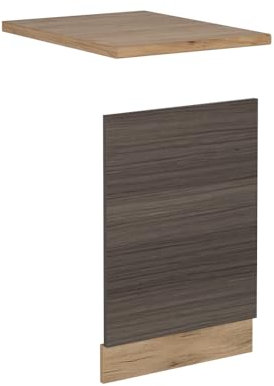 Vicco Frontal para lavavajillas R-Line, Gris Noble, 45 cm, ET Roble