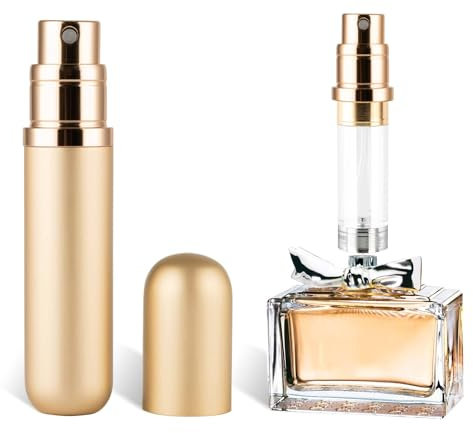Lammcou porta profumo da viaggio, flacone atomizzatore profumo ricaricabile da 5 ml, mini vaporizzatore profumo portatile per il viaggio, Perfume Atomiser Mini Travel Bottle golden