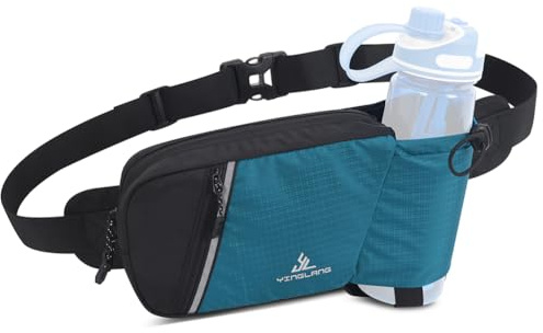 LYEAA Wasserflaschenhalter, Bauchtasche, verstellbarer Trinkgürtel für Laufen, Wandern, Reisen, Hüfttaschen, Retro Grün, M, modisch