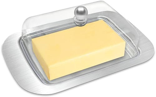 Xpieoyrm Burriera in acciaio inox, Porta Burro da Frigorifero, Burriera con Coperchio E Maniglia, Porta Formaggio, Contenitore Burro, per Conservare Formaggi Torte Dessert e Frutti Piatti Freddi