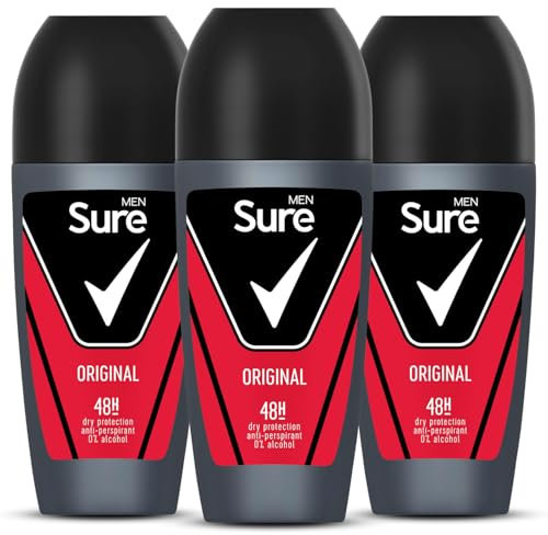 3x Sure Men 48h Original Roll On Antiperspirant Deodorant 50ml