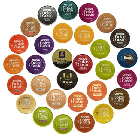 Compatible with Dolce Gusto Machines 42 Coffee Pods Flavour Variety Pack, Taster Pack, 42 Pods (Coffee, Milk Pods Included)