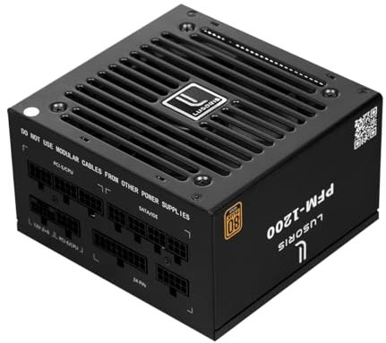 LUSORIS Alimentation ATX 3.1 PFM-1200W 80+ Gold – Pcie 5.1 Full-Modular, Ventilateur 12 cm HDB, Connectique 12VHPWR et Câbles Plats Noirs