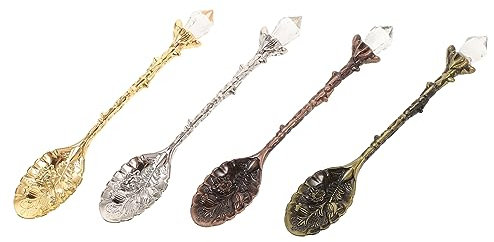 ULTECHNOVO 8 Piezas vajilla para el hogar Mango de cucharas de café con leche Servir cucharas fiesta cuchara de café Cuchara de pastel de té helado Aleación de zinc