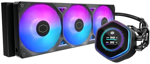 Cooler Master Atmos II 360 LCD AIO Liquid CPU Cooler, LCD Display, ARGB | AMD AM5/AM4 & Intel LGA1851/1700 Support Cooler, 360mm, Custom LCD Display, Dual-Chamber Pump, 3x Low-Noise ARGB PWM Fans