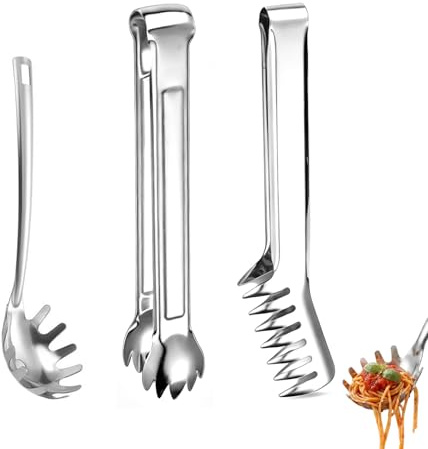 DASHUI 3 Stück Nudelzange Edelstahl Set, Praktische Spaghettizange Edelstahl für Backen und Kochen von Nudeln, Braten von Fleisch, Spülmaschinenfest