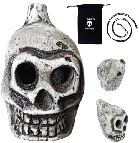 Flauta azteca aterradora: ruido fantasmal penetrante, señal de guerra tribal, herramienta de aullido ancestral, recipiente espiritual macabro | Réplica cultural histórica adaptada del arte escénico Am
