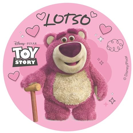 dekora Disque Azyme, Décoration Comestible pour Gâteau d'Anniversaire d'Enfants – Lotso Toy Story – Ø20 cm – Sans Gluten – Adapté aux Végétariens – 1 Unité
