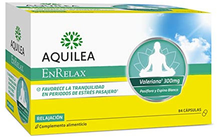 AQUILEA Enrelax 84 Cápsulas - Complemento Alimenticio Natural Para Favorecer la Tranquilidad - Valeriana + Pasiflora + Espino Blanco