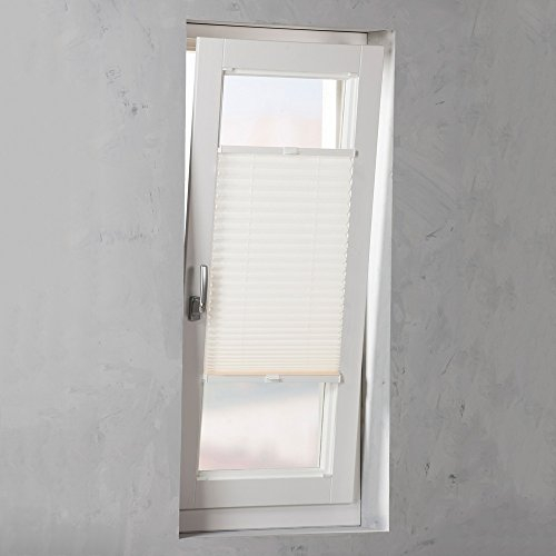 Easy-Shadow - Hochwertiges Plissee verspannt Faltstore in der Farbe weiß / Breite 37 cm x Höhe 200 cm / 37x200 cm - Montage im Rahmen in der Glasleiste / Maßanfertigung