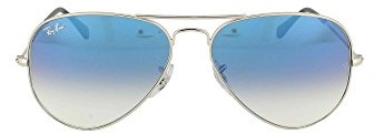 Ray-Ban Aviator Gradient RB3025 Unisex Sonnenbrille, Silberfarbenes Metallgestell, Hellblaue Verlaufsgläser, Pilotbrille mit UV-Schutz für Damen und Herren