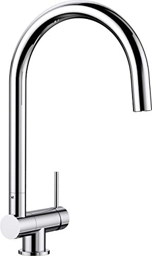 BLANCO CORESSA-F | Küchenarmatur in chrom| Hebel rechts | Hochdruck | Vorfensterarmatur zur Montage vor einem Fenster | Keramik Kartusche | Wasserqualität & wassersparend | [12,3x23,4x35,6 cm]