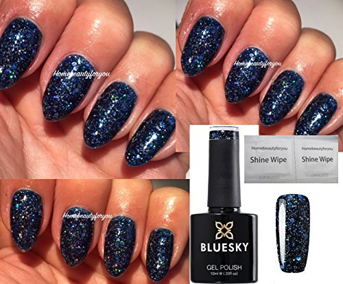 Bluesky Gel Nail Polish Blue Glitter Navy Blue Multi Glitter Sparkle Diamond Range BLZ42 UV LED Soak Off 10ml