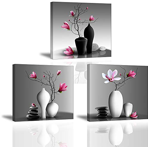 Piy Painting 3X Wandbild Leinwanddrucke Bilder Blumen Orchidee Wandbild Dekoration, Blumen Bilder auf Leinwand, Fotoleinwand und Kunstdrucke für Wohnzimmer Küche 30x30cm