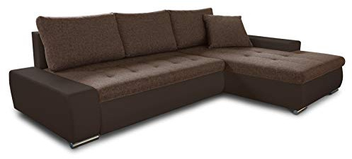 Sofnet Ecksofa mit Schlaffunktion Faris - Couch mit Bettkasten, Big Sofa, Sofagarnitur, Couchgarniitur, Polsterecke, Bett (Braun + Braun (Madryt 128 + Inari 24), Ecksofa Rechts)