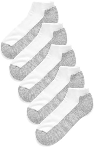 NEXT Calcetines Deporte Hombre Acolchados, Blancos y Grises, de Algodón Elásticos, Talla 39-42,5 - Pack de 5 Calcetines Blanco/Gris 43