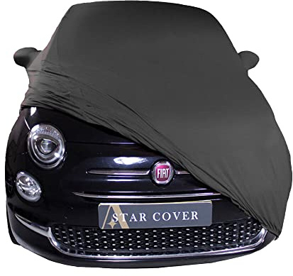 Star Cover Indoor Autoabdeckung kompatibel mit FIAT 500 mit Spiegeltaschen SUPER Soft Stretch