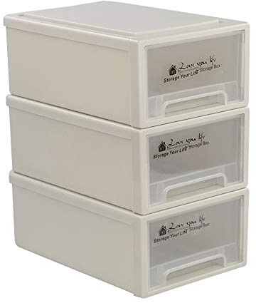 Neadas 6.8L Stackable Plastic Drawer Unit, Desktop Office Stacking Frontbox, 3 Packs