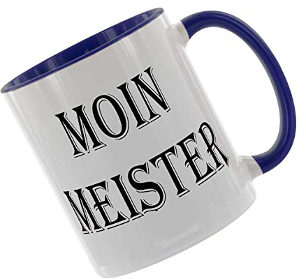 Moin Meister Kaffeetasse mit Motiv, Tasse mit Druck, auch individuell mit Spruch, Foto, Wunschtext, Wunschname (Blau)