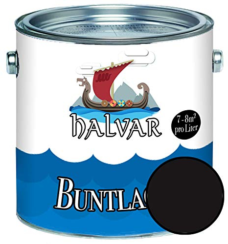 Halvar Buntlack für Holz & Metall MATT Braun RAL 8000-8028 Holzfarbe Holzlack Innen & Außen robuster Kunstharzlack Wetterbeständig & perfekter Langzeitschutz (1 L, RAL 8022 Schwarzbraun)