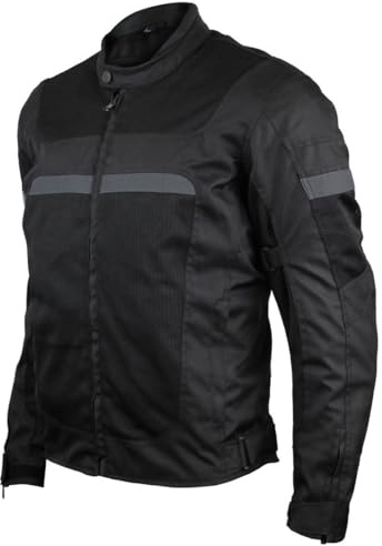 Vance Leather Revo Mens Black Advanced All-Season Reflective Mesh & Textile Motorcycle Jacket w/CE Armor & Removable Liner (Black, Medium)