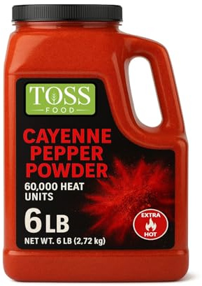 Extra Hot Cayenne Pepper Powder Bulk 60,000 Heat Units 6 LB, Ground Cayenne Powder Hot Pepper - Red Spice for Home and Commercial Cooking